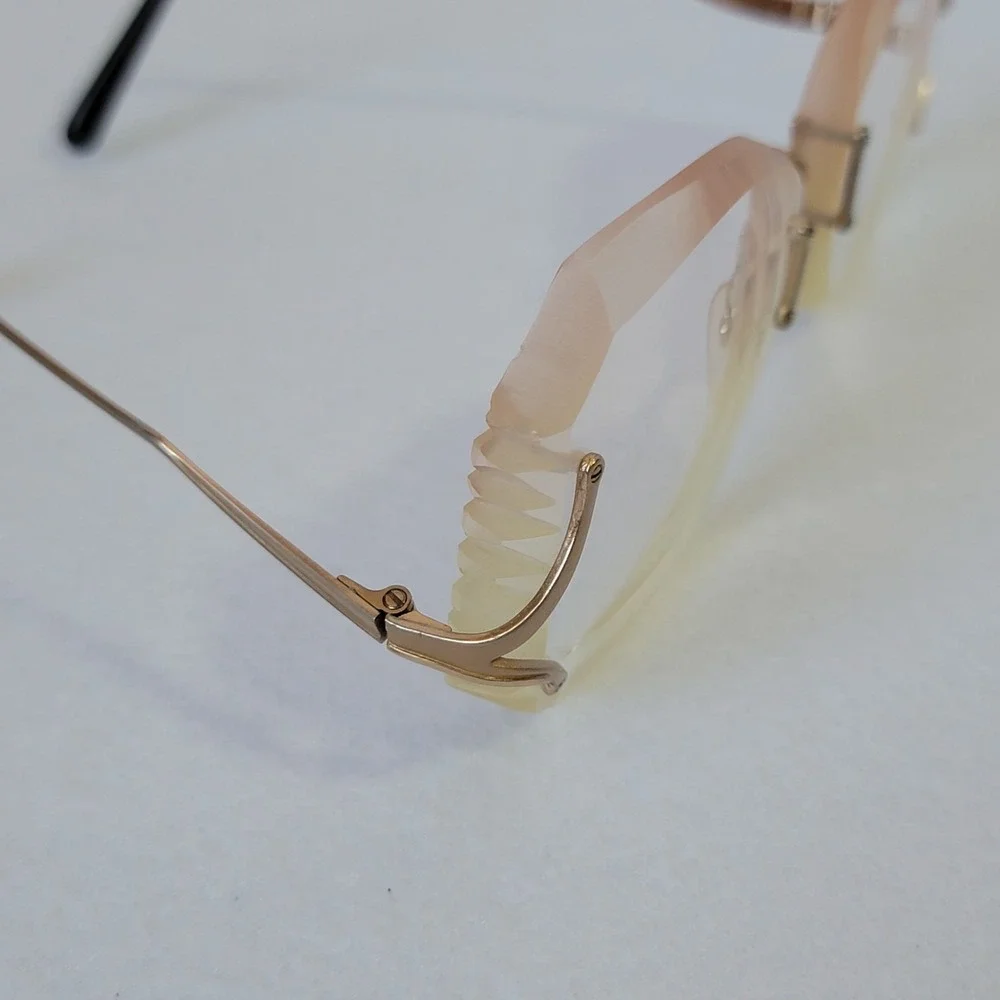 VTG Marcolin Italy Faceted Rimless Clear Glasses 80s Luxury Butterfly Beveled